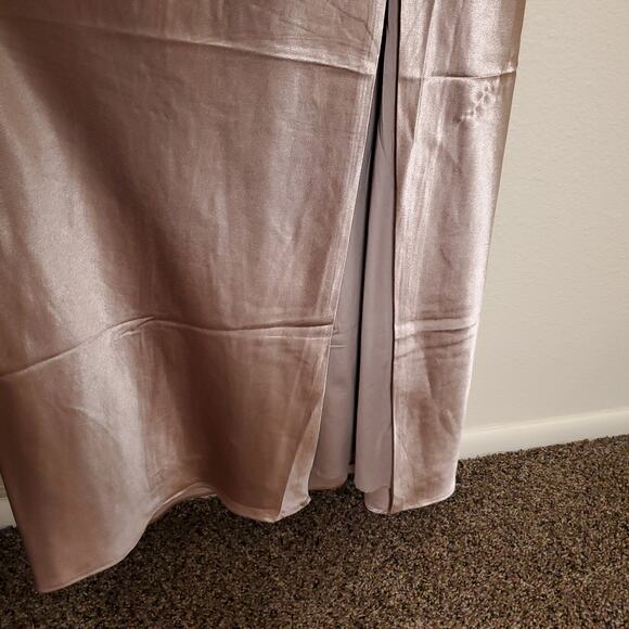 NWT BIRDY GREY Satin Champaign Bridesmaid Jesse Kimono Taupe Dress Formal Gown - Picture 8 of 13